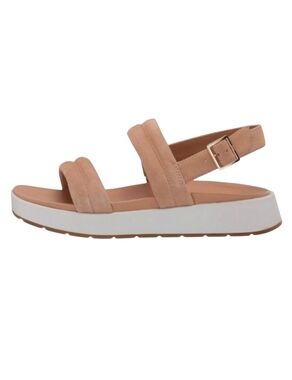 UGG Lynnden Sandal with Buckle Bronzer Suede Tan and White New In Box